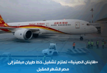 صورة “هاينان الصينية” تعتزم تشغيل خط طيران مباشر إلى القاهرة يناير المقبل