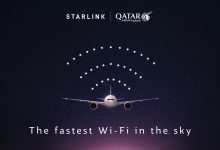 صورة الخطوط القطرية تطلق أول رحلة بخدمة “Starlink” للإنترنت اللاسلكي إلى لندن بطائرة بوينج 777