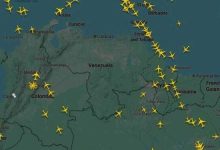 صورة خلو المجال الجوي فوق فنزويلا من الطائرات بعد إعلان ترامب