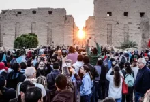 صورة الشمس تتعامد على معابد الكرنك معلنة بداية فصل الشتاء