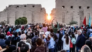 صورة الشمس تتعامد على معابد الكرنك معلنة بداية فصل الشتاء